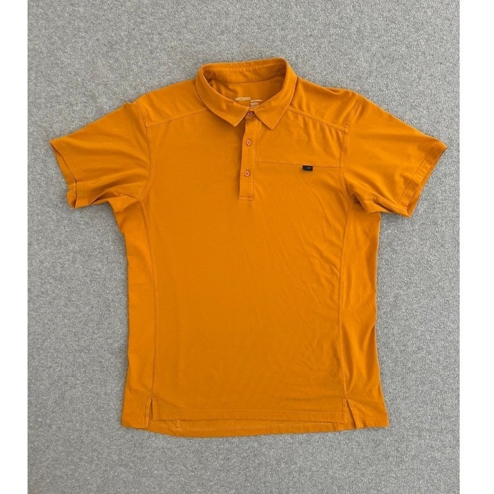 Arcteryx Captive Polo Shirt Mens Large Orange Relaxed Fit Short Sleeve 14450